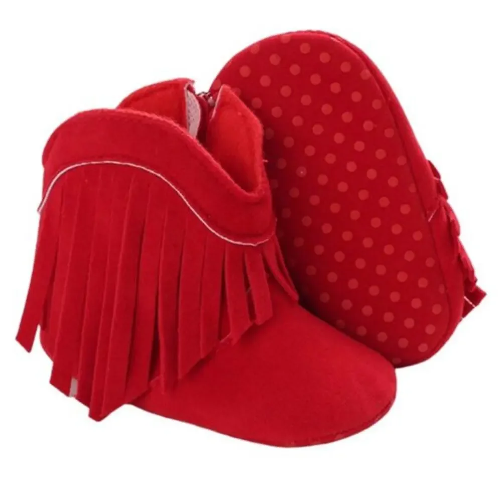 New fringed cotton boots 1, red